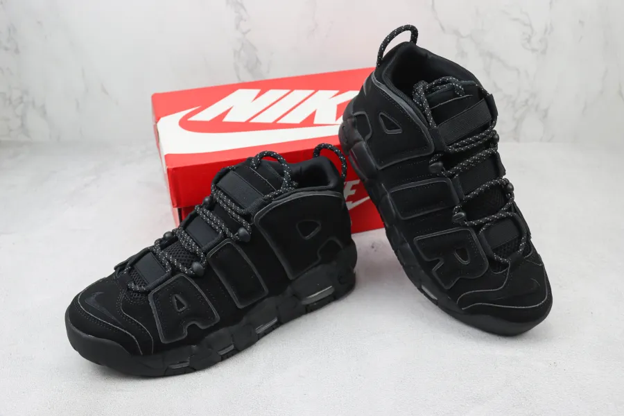 Air More Uptempo Triple Black Reflective