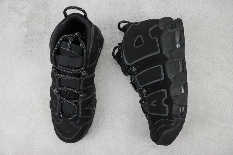 Air More Uptempo Triple Black Reflective