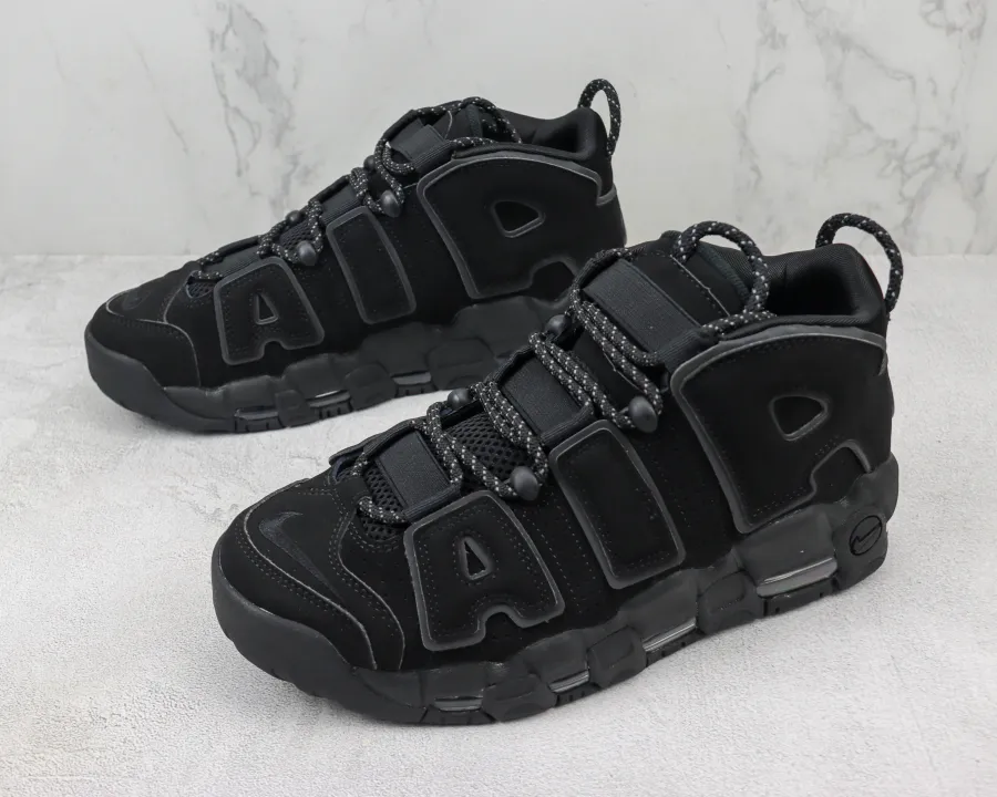 Air More Uptempo Triple Black Reflective