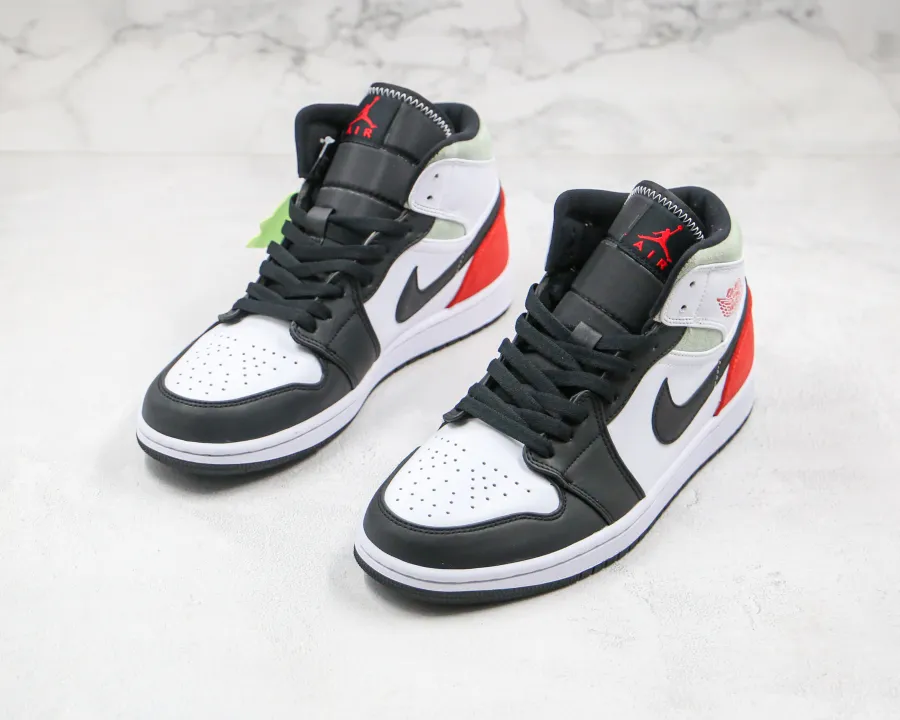 Jordans 1 Red Grey Black Toe  Mid