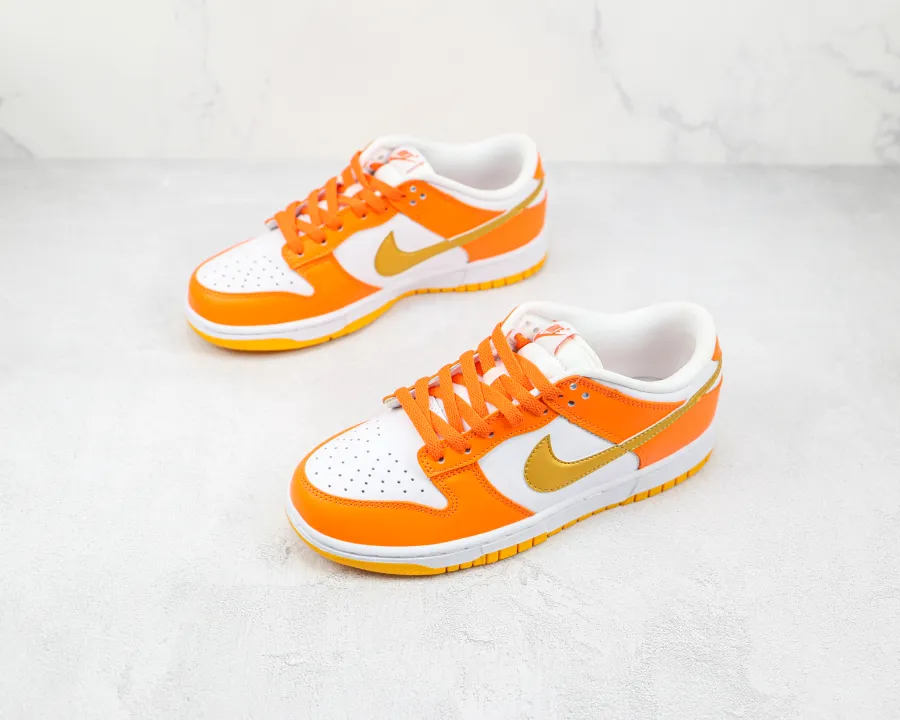 Nike Dunk Low White/Orange Blaze-Gold 