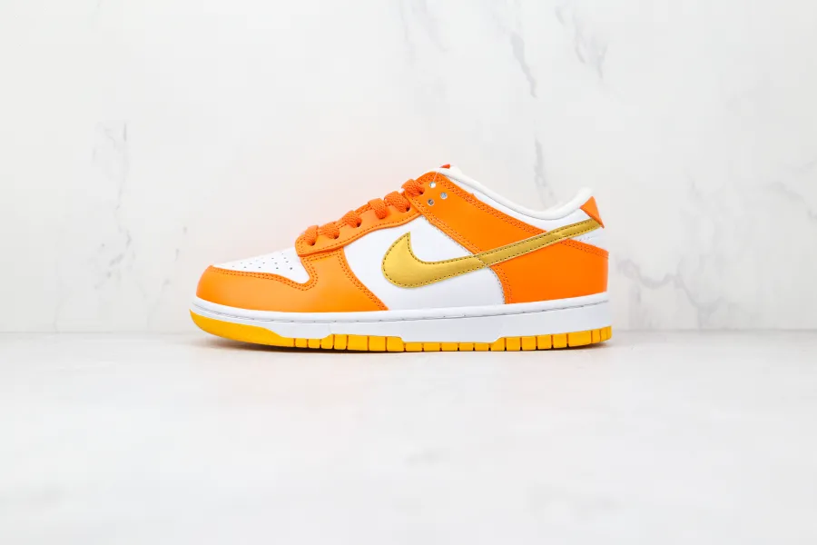 Nike Dunk Low White/Orange Blaze-Gold 