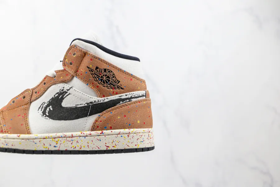 Air Jordan 1 Mid Se Brushstroke Paint Splatter 