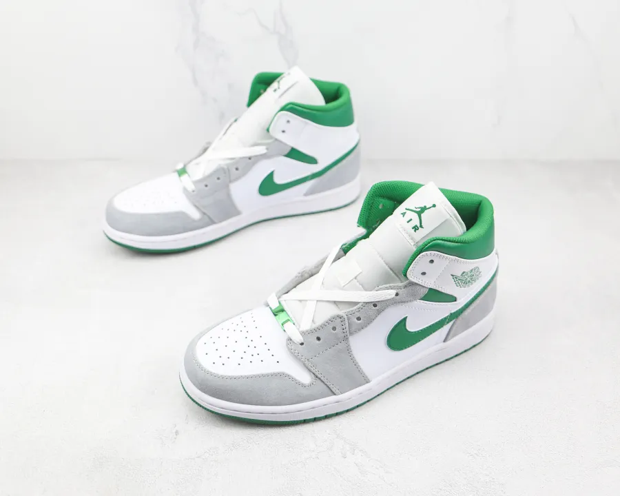 Air Jordan 1 Mid Se Grey Pine Green 