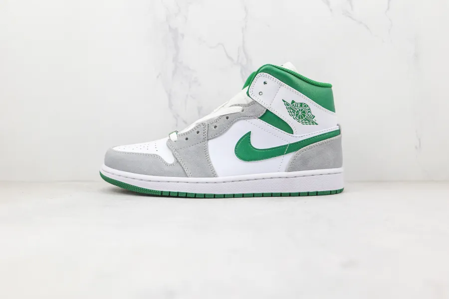 Air Jordan 1 Mid Se Grey Pine Green 