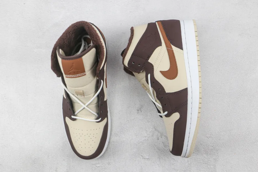 Wmns Air Jordan 1 Mid Se Cream Dark Chocolate 