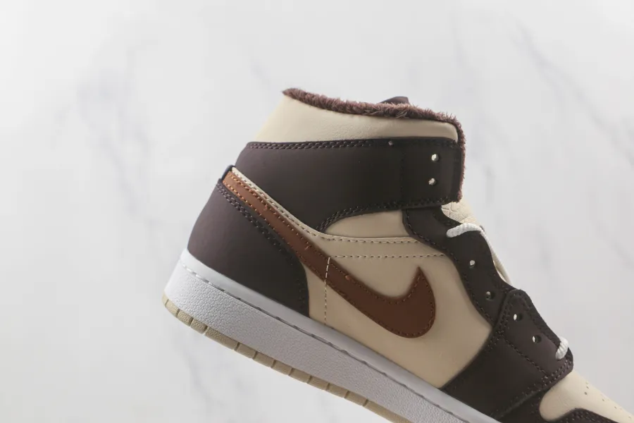 Wmns Air Jordan 1 Mid Se Cream Dark Chocolate 