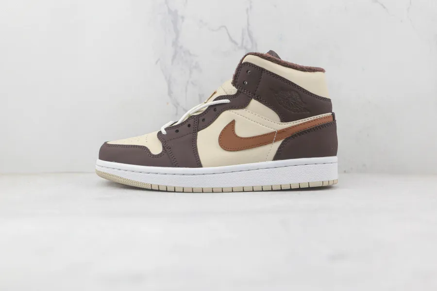 Wmns Air Jordan 1 Mid Se Cream Dark Chocolate 